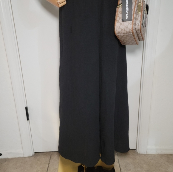 ASTR The Label Black Cotton Wide-Leg 100% Cotton Jumpsuit Size Small Puff Sleeve - Picture 3 of 13